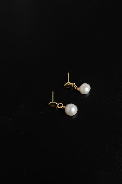 White pearl stud earrings