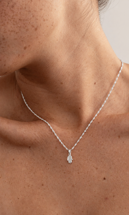 Hamsa silver necklace