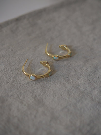 Opal hoops earrings