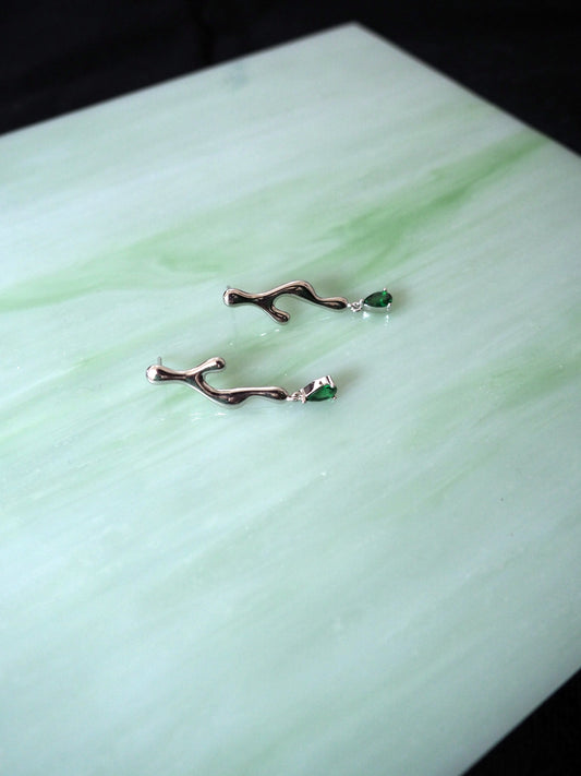 Emerald earrings silver