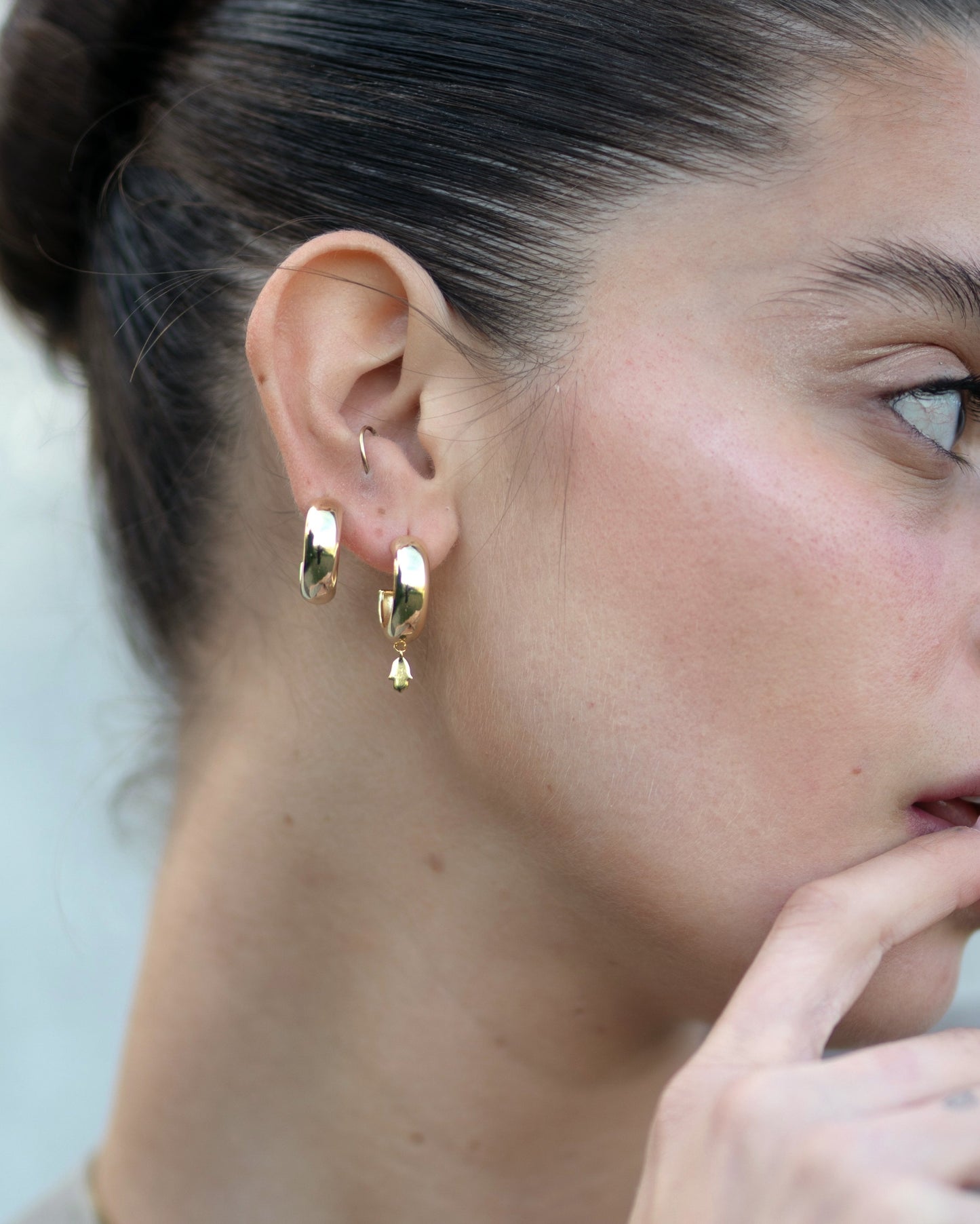 Golden hoops earrings