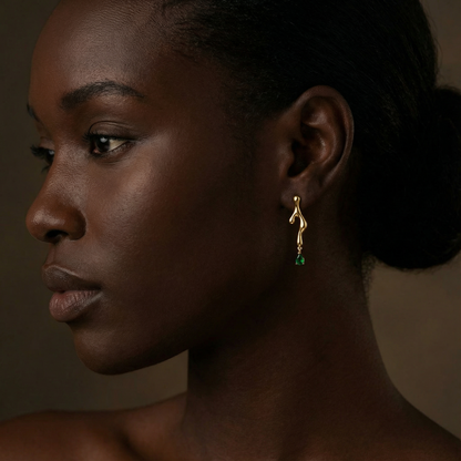 Emerald earrings gold